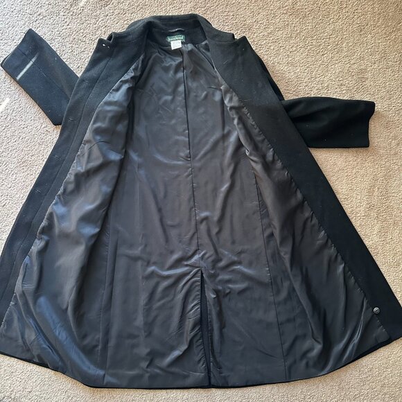 Harve Benard Coat Womens 14P Wool Cashmere Blend Black Button Close Pockets - Picture 3 of 11